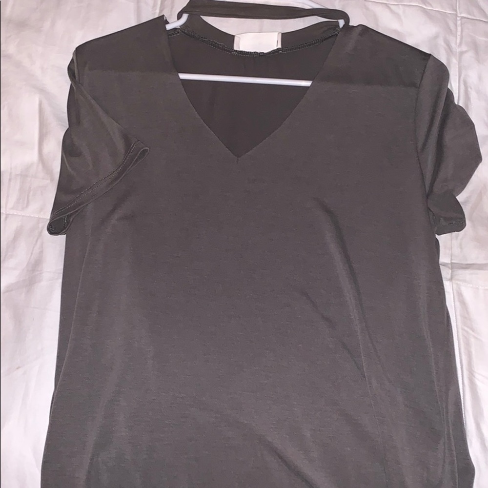 Olive green cut out shirt